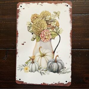 Floral and Pumpkin Metal Wall Art